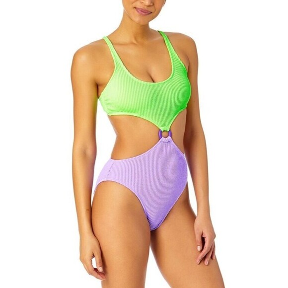 Salt + Cove Salt & Cove Juniors' Color blocked One-Piece Monokini Swimsuit M - Picture 1 of 7